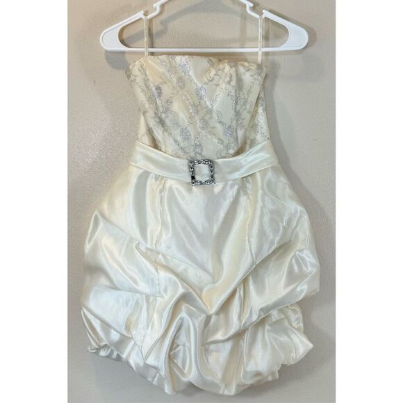 Vintage Gunne Sax Jessica McClintock Y2K 90's Cream Strapless Cocktail Dress 3US - Picture 1 of 8